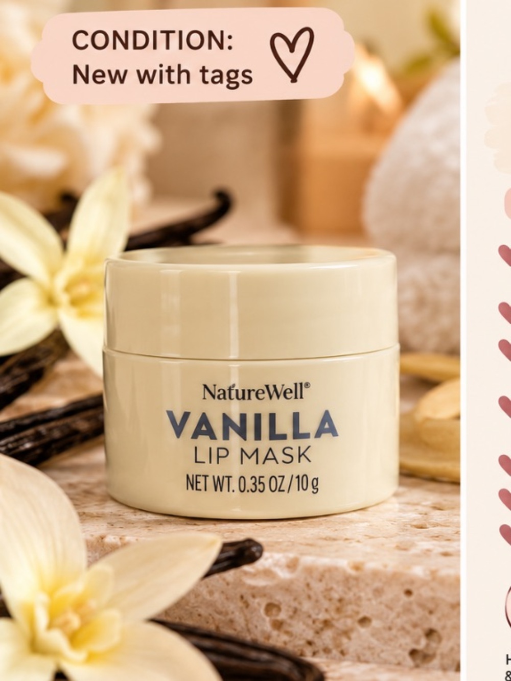 NatureWell Vanilla Lip Mask Hydrating Overnight Lip Balm 0.35 oz NWT